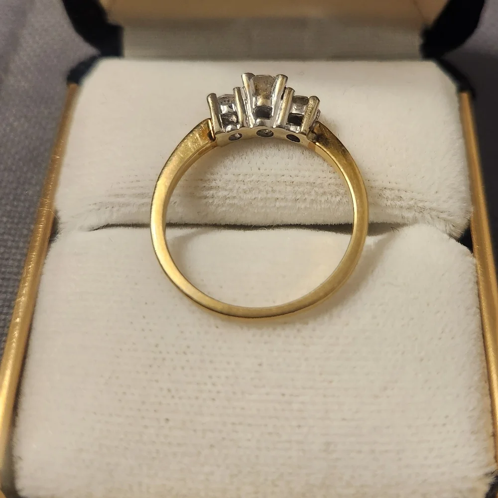 Vintage 14K Gold Three-Stone Diamond Engagement Ring